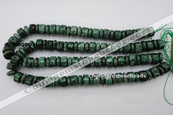 CRB162 15.5 inches 5*14mm & 10*14mm rondelle green picture jasper beads