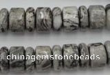 CRB163 15.5 inches 5*14mm & 10*14mm rondelle grey picture jasper beads