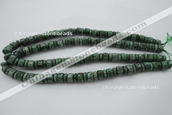 CRB170 15.5 inches 4*10mm – 7*10mm rondelle green picture jasper beads