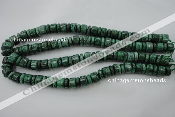 CRB175 15.5 inches 4*12mm – 8*12mm rondelle green picture jasper beads