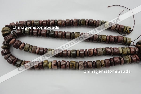 CRB176 15.5 inches 4*12mm – 8*12mm rondelle red artistic jasper beads