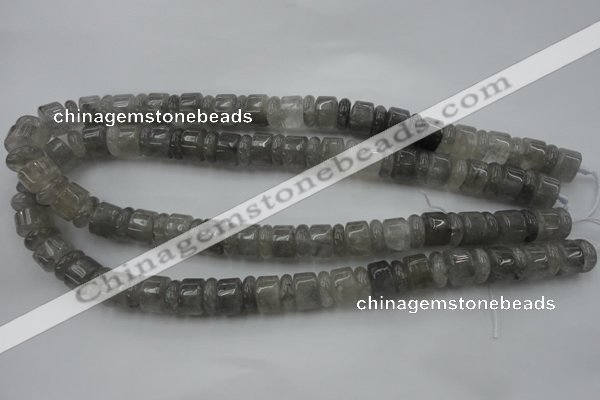 CRB178 15.5 inches 4*12mm – 8*12mm rondelle cloudy quartz beads