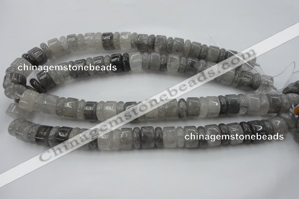 CRB180 15.5 inches 5*14mm – 10*14mm rondelle cloudy quartz beads