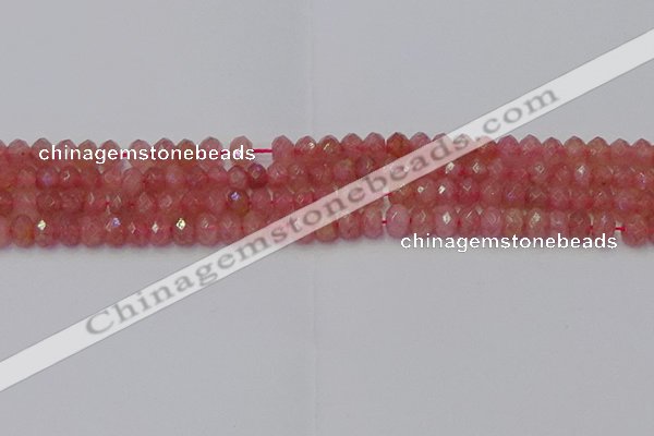 CRB1800 15.5 inches 4*6mm faceted rondelle strawberry quartz beads