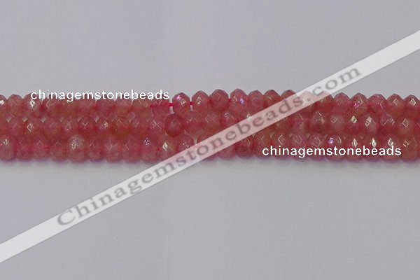 CRB1801 15.5 inches 5*8mm faceted rondelle strawberry quartz beads