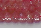 CRB1802 15.5 inches 6*10mm faceted rondelle strawberry quartz beads