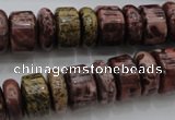 CRB181 15.5 inches 5*14mm – 10*14mm rondelle red artistic jasper beads