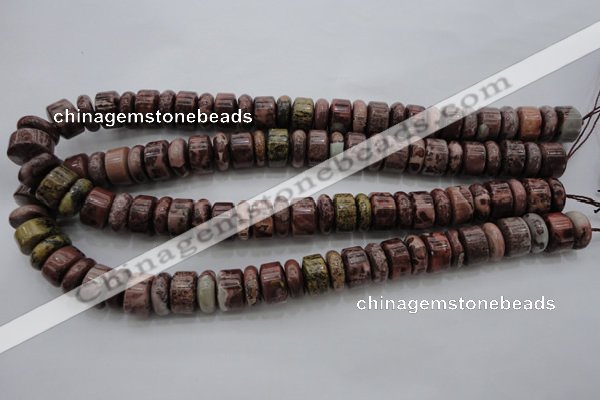 CRB181 15.5 inches 5*14mm – 10*14mm rondelle red artistic jasper beads