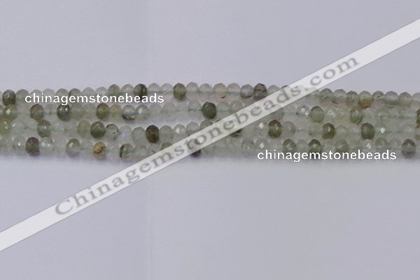 CRB1812 15.5 inches 4*6mm faceted rondelle green rutilated quartz beads