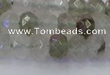 CRB1813 15.5 inches 5*8mm faceted rondelle green rutilated quartz beads