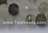 CRB1814 15.5 inches 6*10mm faceted rondelle green rutilated quartz beads