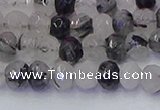 CRB1816 15.5 inches 4*6mm faceted rondelle black rutilated quartz beads