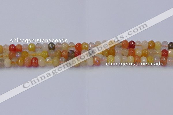 CRB1820 15.5 inches 4*6mm faceted rondelle mixed rutilated quartz beads