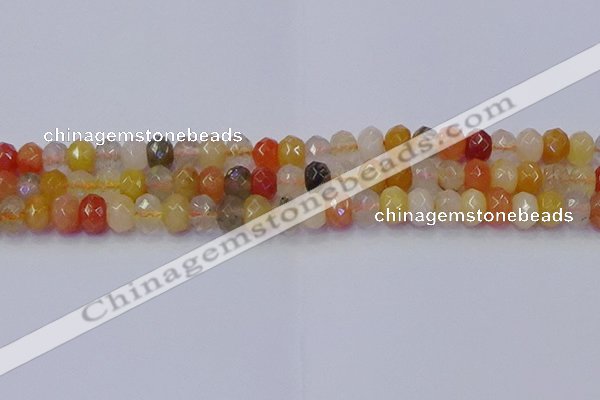 CRB1821 15.5 inches 5*8mm faceted rondelle mixed rutilated quartz beads