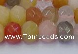 CRB1822 15.5 inches 6*10mm faceted rondelle mixed rutilated quartz beads