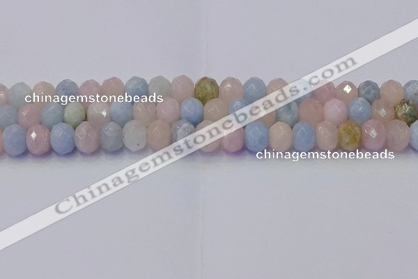 CRB1830 15.5 inches 6*10mm faceted rondelle morganite beads