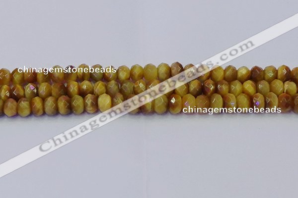 CRB1838 15.5 inches 6*10mm faceted rondelle golden tiger eye beads