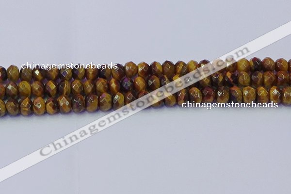 CRB1841 15.5 inches 5*8mm faceted rondelle yellow tiger eye beads
