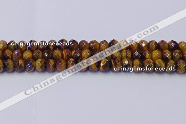 CRB1842 15.5 inches 6*10mm faceted rondelle yellow tiger eye beads