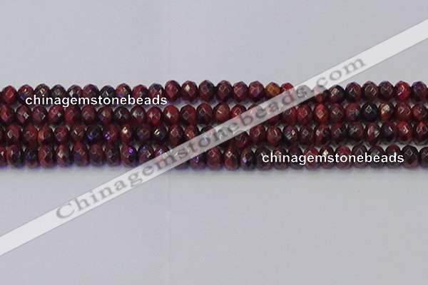 CRB1846 15.5 inches 6*10mm faceted rondelle red tiger eye beads