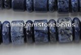 CRB187 15.5 inches 6*16mm – 10*16mm rondelle blue dumortierite beads