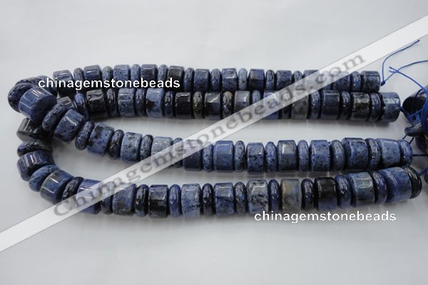 CRB187 15.5 inches 6*16mm – 10*16mm rondelle blue dumortierite beads