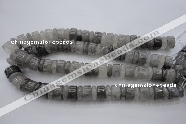 CRB189 15.5 inches 6*16mm – 10*16mm rondelle cloudy quartz beads