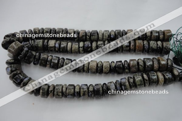 CRB190 15.5 inches 6*16mm – 10*16mm rondelle grey opal gemstone beads