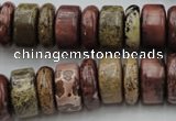 CRB191 15.5 inches 6*16mm – 10*16mm rondelle red artistic jasper beads