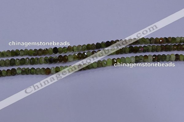 CRB1919 15.5 inches 2.5*4mm faceted rondelle green garnet beads