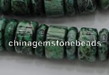 CRB192 15.5 inches 6*16mm – 10*16mm rondelle green picture jasper beads