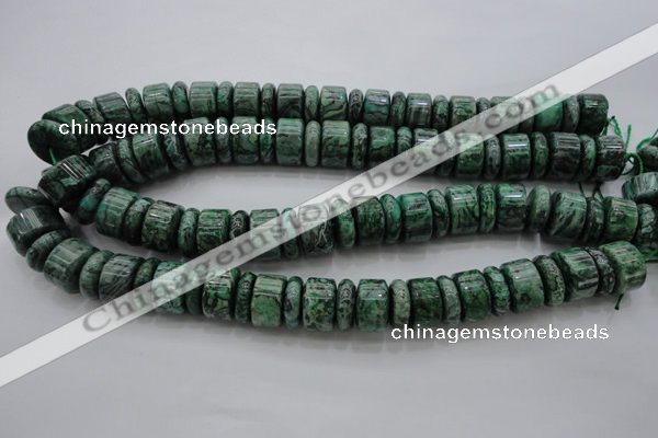 CRB192 15.5 inches 6*16mm – 10*16mm rondelle green picture jasper beads