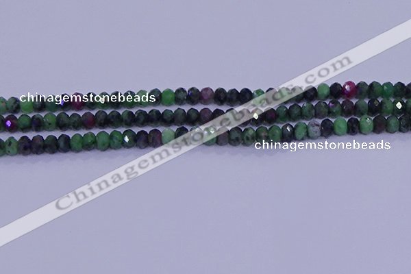 CRB1925 15.5 inches 2.5*4mm faceted rondelle ruby zoisite beads