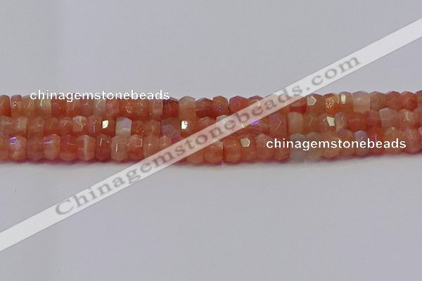 CRB1930 15.5 inches 4*6mm faceted rondelle sunstone beads