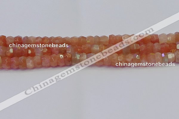 CRB1932 15.5 inches 6*10mm faceted rondelle sunstone beads