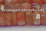 CRB1933 15.5 inches 6*12mm faceted rondelle sunstone beads