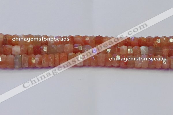 CRB1933 15.5 inches 6*12mm faceted rondelle sunstone beads