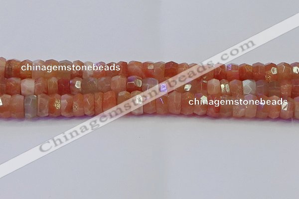 CRB1933 15.5 inches 6*12mm faceted rondelle sunstone beads