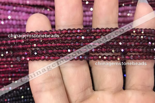 CRB1939 15.5 inches 2.5*4mm faceted rondelle red garnet gemstone beads