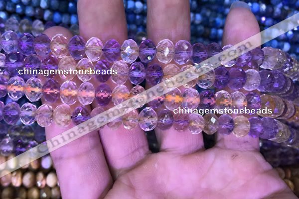 CRB1944 15.5 inches 6*8mm faceted rondelle ametrine beads