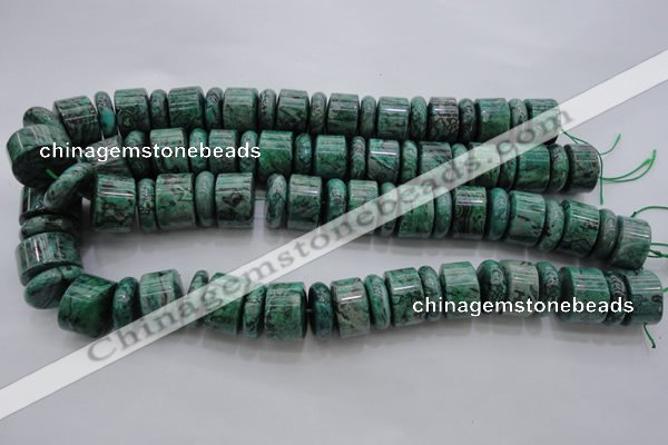 CRB197 15.5 inches 6*18mm – 13*18mm rondelle green picture jasper beads