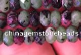 CRB1976 15.5 inches 4*6mm faceted rondelle ruby zoisite beads