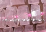 CRB2006 15.5 inches 9mm - 10mm faceted tyre rose quartz beads