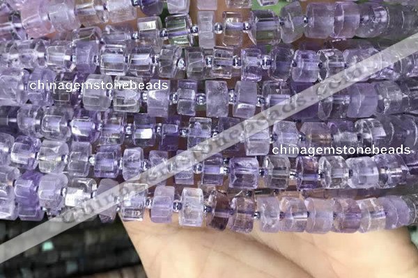 CRB2010 15.5 inches 7mm - 8mm faceted tyre light amethyst beads