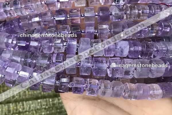 CRB2011 15.5 inches 9mm - 10mm faceted tyre light amethyst beads