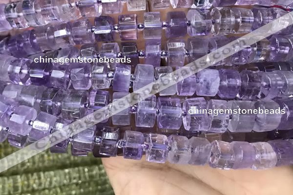 CRB2011 15.5 inches 9mm - 10mm faceted tyre light amethyst beads