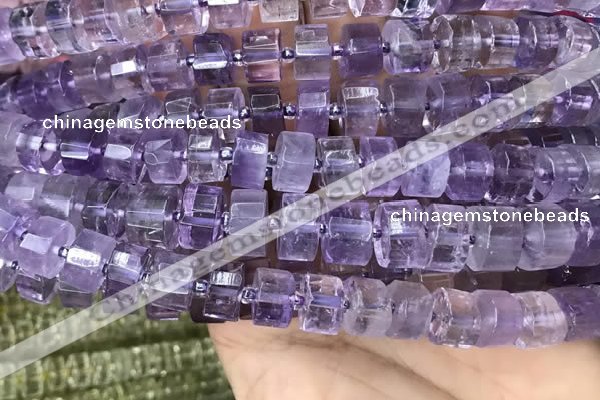 CRB2012 15.5 inches 11mm - 12mm faceted tyre light amethyst beads