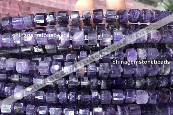 CRB2015 15.5 inches 7mm - 8mm faceted tyre amethyst beads