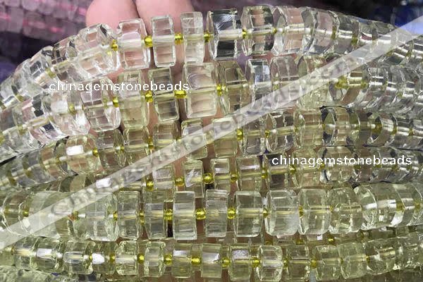 CRB2031 15.5 inches 9mm - 10mm faceted tyre lemon quartz beads