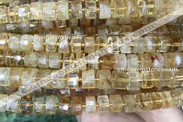 CRB2036 15.5 inches 9mm - 10mm faceted tyre citrine gemstone beads